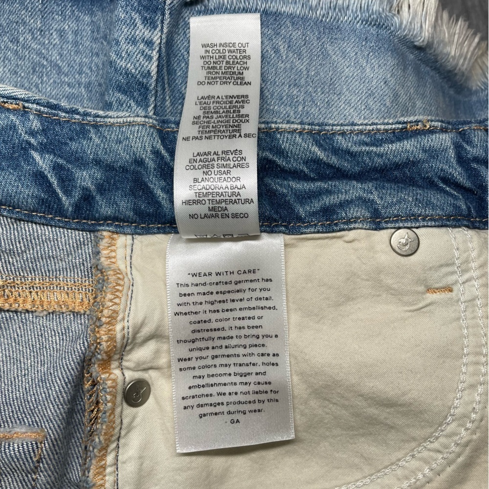 Good American Light Blue Frayed Denim Mini Skirt - Picture 5 of 6